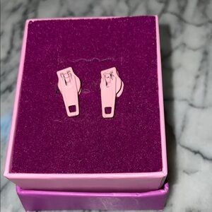 Retro Pink Zipper Earrings BNIB